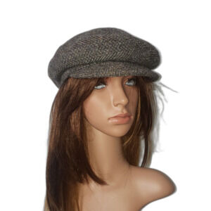 LIISA MCGAH Gray Wool Tweed Baret Cap Hat